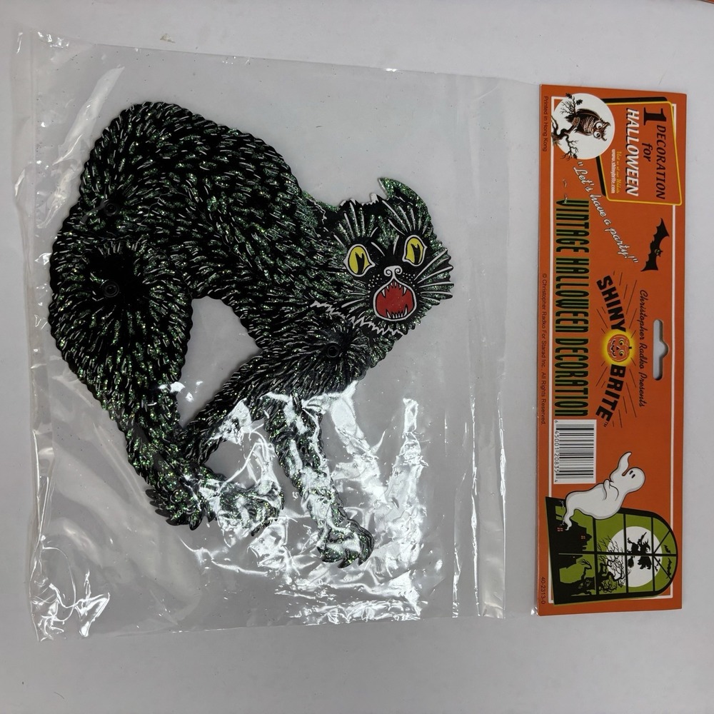 Shiny Brite Scaredy Black Cat Halloween Decoration Die Cut